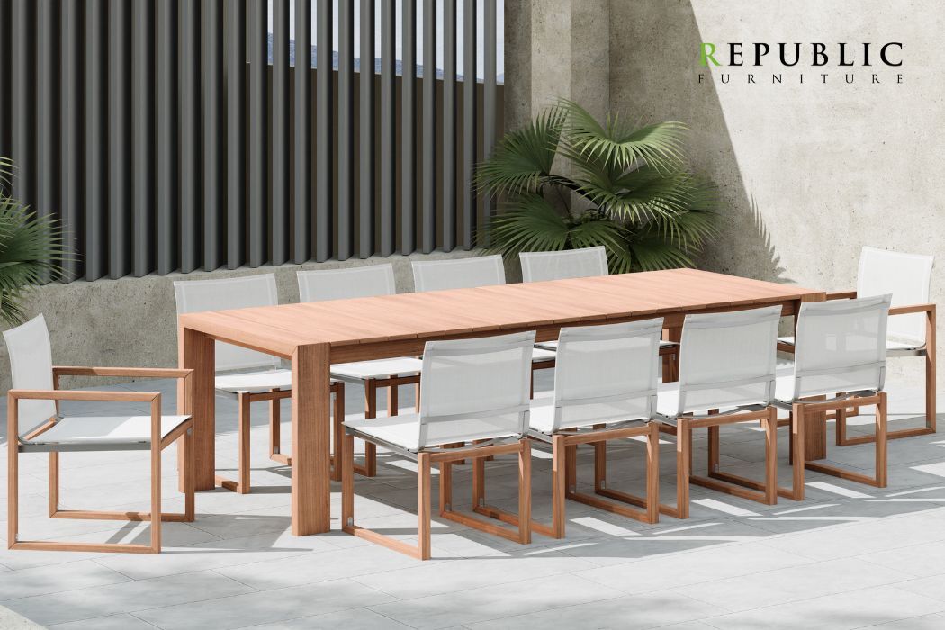 teak outdoor dining set for 8